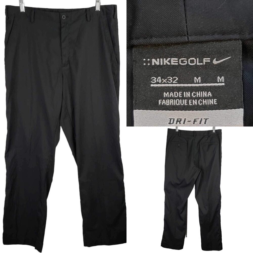 Nike Golf Pants 34X32 Black Comfort Waist Chino Pants Performance Flaw